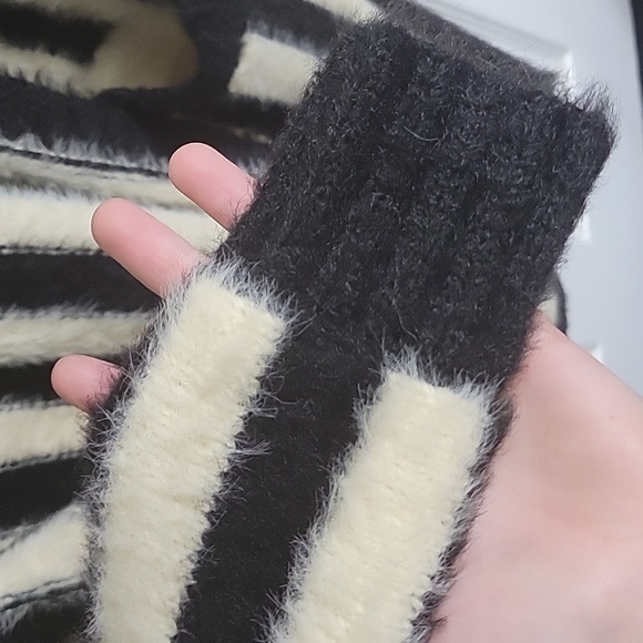 Olivaceous Y2K Whimsigoth Chenille Fuzzy Striped Cardigan - Picture 7 of 9